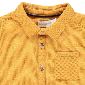 Chemise manches longues en maille fantaisie à poche 