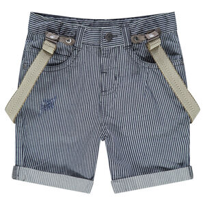 Bermuda en twill à rayures avec bretelles amovibles 
