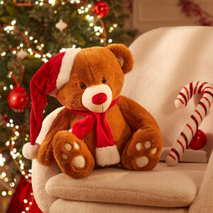Peluche 48cm Ours brun avec bonnet 