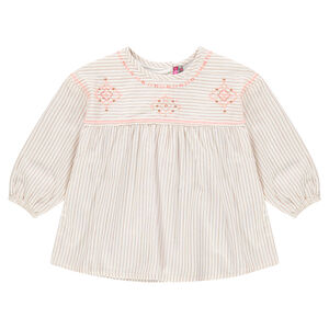 Tunique rayée et pailletée avec broderies fantaisie 