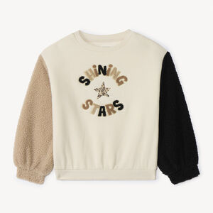 Sweat bi-matière semi-oversize avec broderies fille 