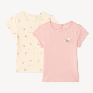 Lot de 2 t-shirts manches courtes bébé fille à motifs papillons 