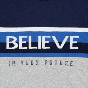 Junior - Tee-shirt manches longues en jersey avec inscription en jacquard sur le devant 