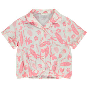 Chemise manches courtes en tetra imprimé exotique fille 