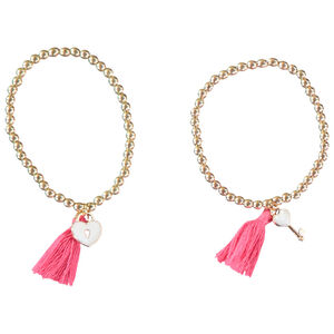 Lot de 2 bracelets à perles avec pompon fille 