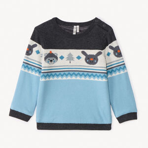 Pull en tricot jacquard doublé velours pour bébé garçon 