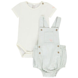 Ensemble 2 pièces avec barboteuse rayée pour bébé garçon 