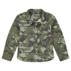 Junior - Chemise motif army all-over en coton double face 
