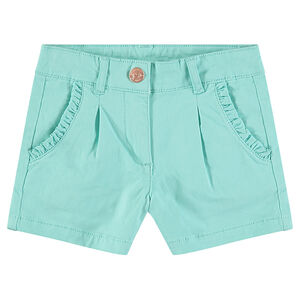 Short en coton avec biais volanté sur les poches 