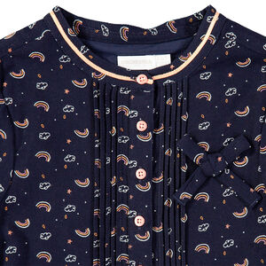 Robe manches longues imprimée all-over avec ouverture boutonnée 