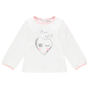 Tee-shirt manches longues en jersey avec coeur printé 