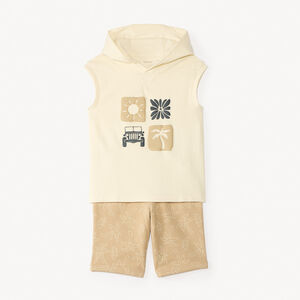 Ensemble court sweat + bermuda imprimé fantaisie garçon 