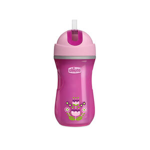 Tasse sport isotherme avec paille 18 mois et + - Rose 