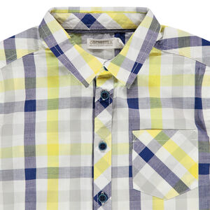 Chemise à carreaux contrastés et poche 