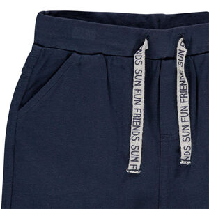 Bermuda en molleton uni à cordons imprimés 