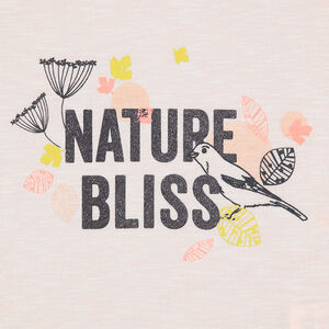 Tee-shirt court manches courtes avec message printé pailleté 