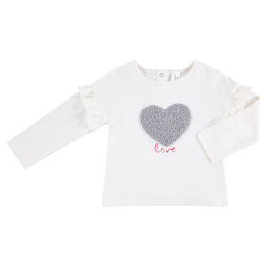 Tee-shirt manches longues en jersey avec coeur en bouclette 