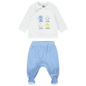 Pyjama en velours bicolore avec prints Smiley 