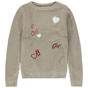 Pull en maille épaisse à broderies contrastées 