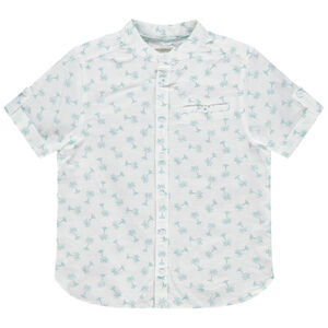 Chemise manches courtes à col mao et palmiers printés all-over 