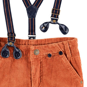 Pantalon en velours milleraies avec bretelles élastiquées amovibles 