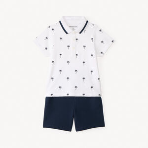 Ensemble 2 pièces polo manches courtes + short imprimé palmiers pour bébé garçon 
