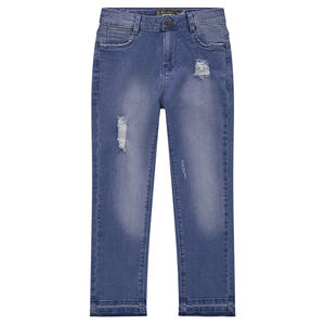 Junior - Jeans effet used avec déchirures sur les jambes 