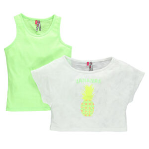 Tee-shirt 2 en 1 aspect dévoré avec print ananas 