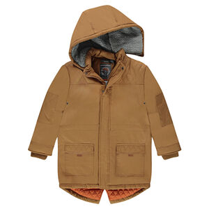 Parka en twill avec capuche amovible doublée sherpa 