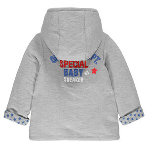 Veste en molleton à capuche avec inscriptions brodées au dos.  