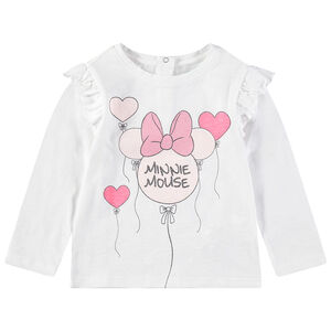 T-shirt manches longues print Minnie forme ballon avec paillettes 