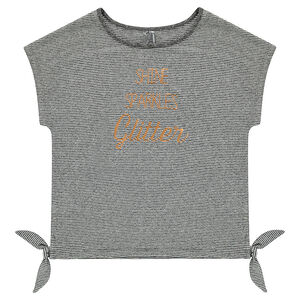 Junior - Tee-shirt manches courtes à fines rayures avec noeuds 