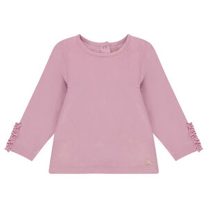 Tee-shirt manches longues uni avec ruché au bout des manches 