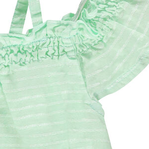 Top court smocké avec rayures iridescentes  