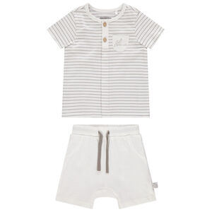 Ensemble en coton avec t-shirt rayé et short uni pour bébé garçon 