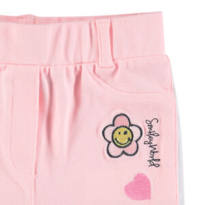 Corsaire uni avec bandes contrastées et motif Smiley brodé 