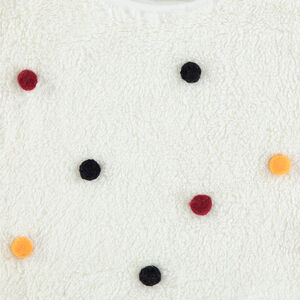 Sweat en sherpa avec pompons colorés cousus  