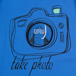 Tee-shirt manches courtes en jersey avec appareil photo printé 