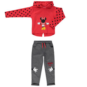 Jogging en molleton avec print Minnie Disney et pois placés 