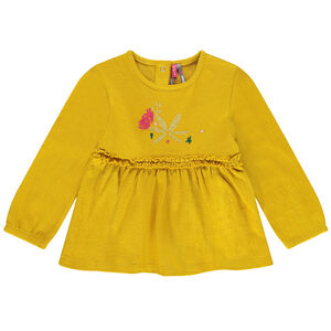 Tunique en maille fantaisie avec broderie et ruchet 