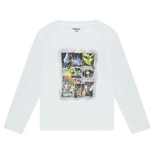 Junior - Tee-shirt manches longues en jersey avec print fantaisie sur le devant 