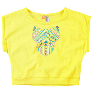 Tee-shirt court avec print pailleté 