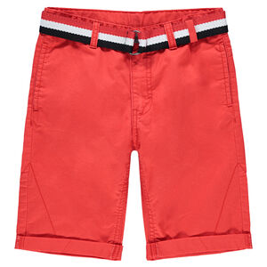 Junior - Bermuda en coton surteint avec ceinture tricolore amovible 