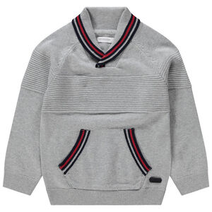 Pull en tricot avec col châle et poche kangourou 