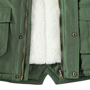 Junior - Parka en toile doublée sherpa à poches et capuche amovible 