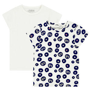 Junior - Lot de 2 tee-shirts manches courtes en jersey imprimé all-over / uni 