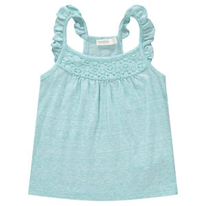 Débardeur en coton chiné avec bretelles volantées 