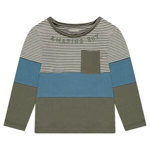 Tee-shirt manches longues en jersey avec rayures et poche 