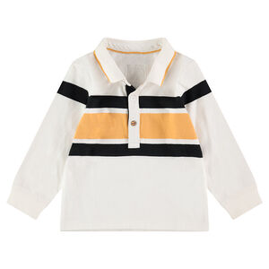Polo manches longues avec bandes contrastées 