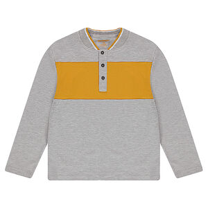 Junior - Polo manches longues en jersey avec col esprit teddy 